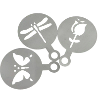Custom Stainless Steel Coffee Latte Art Stencil Creative Fancy Coffee Printing Plate Milk Foam Spray