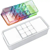 Risen Molds Starters Unique Geometric Silicone Molds Molding 9 Grid Square Rectangle Pens Organizer Box Easter Gifts Resin Molds