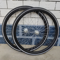 自行車輪轂 24寸26寸前后輪自行車實心胎免充氣車輪組總成加厚鋁合金車圈輪轂-快速出貨