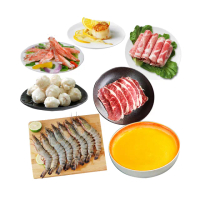 【優鮮配】禾風暖鍋6寶(日本生食級5S干貝10顆+嫩肩肉片+Q都都花枝丸+草蝦+蟹味棒+台灣梅花豬+金湯)