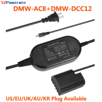 Powerwin DMW-AC8+DMW-DCC12 Camera Adapter AC8 DCC12 DC Coupler Dummy Battery Supply for Panasonic BLF19 GH5 GH4K GH3K GH4 GH3