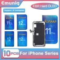 10 Pcs EBR Hard OLED for iPhone 11 Pro Max 12 Mini Display Touch Digitizer Assembly Screen Replacement Support IC Transplant