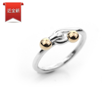 二手品 Tiffany&amp;Co. 18K黃金珠扣925純銀線圈戒指