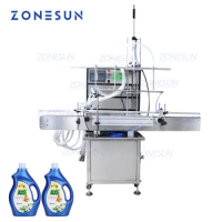 ZONESUN Automatic Filling Packing Machine 4 Heads Gel Essential Oil Shampoo Big Flow Diaphragm Pump Bottle Can Filler