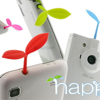 日本彩色活力二葉小豆苗造型iPhone4S耳機孔防塵塞/耳機塞【BlueCat】【JD0691】