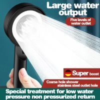 New 5 Modes Shower Head Adjustable High Pressure Water Saving Water Massage Shower Head Hook Hose Set Bathroom Accessories