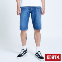 EDWIN 大尺碼 503 五袋式仿舊水洗 牛仔短褲-男-中古藍