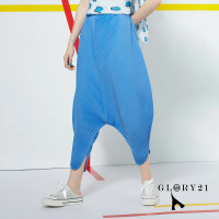 【GLORY21】速達-網路獨賣款-壓摺燈籠褲(淺藍)