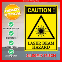 CMC312 Caution Laser Beam Hazard (24.5x17.5cm) Safety Sign Sticker Signage Caution Bio Hazard Beware