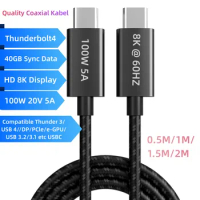 Thunderbolt 4 Cable 6FT Supports 8K Display 40Gbps Data Transfer 100W Charging USB C to C Cable Thunderbolt for MacBook iPad Hub