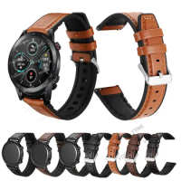 Leather + Silicone Bracelet Band For Huawei Honor Magic Watch 2 46mm Watch Strap For Huawei Watch GT 2 Honor Magic 2 Correa
