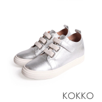【KOKKO 集團】隱形內增高百搭鬆緊鞋帶休閒鞋(銀色)