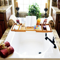 竹制浴缸置物架 多功能伸縮洗澡看電影手機電腦架 泡澡神器浴缸架 雙十二購物節