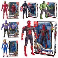 17cm Marvel Spiderman Anime Figure Toys Children Cartoon Movie Spider-Man Ironman Hulk Luminous Figure Model Dolls PVC Kids Gift