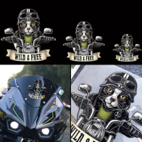 Reflective Wild &amp; Free Cat Rider Sticker Motorcycle Helmet Body Waterproof Decal
