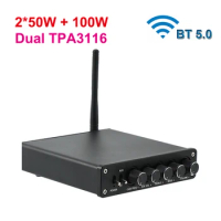 2*50W + 100W 2.1 Channel Bluetooth 5.0 Tap3116 OP074 Subwoofer Audio Power Amplifier Treble Bass Equalizer AMP