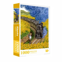 Adult Jigsaw Puzzle 1000PCS Vincent Van Gogh 70*50cm Train Sunflowers Stress Relief Entertainment Toys Paper Puzzles Christmas