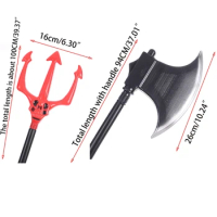Halloween Stage Props Axe/Red Trident Viking Medieval Costume Cosplay Ax Devil Novelty Red Three-pointed Pitchfork for F3MD
