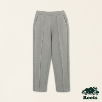 Roots女裝-率性生活系列 打褶雙面布長褲-灰色