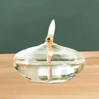 Refillable Glass Oil Lamp Oil Light Modern Creative Clear Candle Holder Oil Candle for Indoor Tabletop Desk Home Decoration