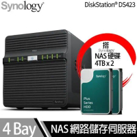 Synology群暉科技 DS423 NAS 搭 Synology HAT3300 Plus系列 4TB NAS專用硬碟 x 2
