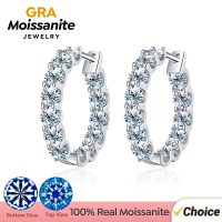 GRA 2.6ct D Color Moissanite Diamond Earrings 925 Sterling Sliver Wedding Huggie Hoop Earring for Wo