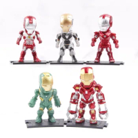 Hot Toys 5pcs/set 10cm Doll Anime Marvel Avengers Iron Man PVC Action Figure Ironman Model Cartoons Cosplay Figurines Fans Gifts