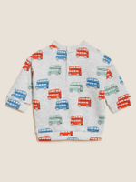 เสื้อสเวตเตอร์เด็กชาย Cotton Rich Bus Print รุ่น T786607B