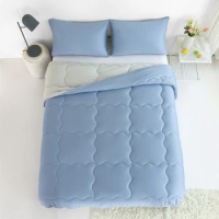 Ultra-Soft Full/Queen Comforter Set Knit Cotton Light blue Bedding Sets with 2 Pillow Shams Breathable