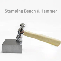 Jewelry Stamping Bench Mini Beating Hammer Metal Punching Pad Gold Silver Wires Jewelry DIY Tools Set Stamps Knocking Work Bench