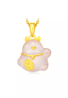 CHOW TAI FOOK Jewellery CHOW TAI FOOK 999.9 Pure Gold Pendant with Chalcedony - Fortune Cat R19018
