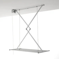 foxydry Mini, Ceiling Mounted Clothes Drying Rack, Pulley Clothesline, Vertical Folding Laundry Drying Rack