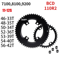 110bcd Round Double Chainring for Shimano 105 R7100 UT R8100 DA R9200 Di2 Road Bike 52 36T 53 39T 54 40T 50 34 48 35 46-33T
