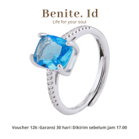 Cincin Wanita Zircon Biru Warna Silver Platinum Plated Mewah Adjustable Anti Karat Rings