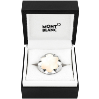 MONT BLANC 萬寶龍 象牙白色六角星造型墜飾寬版純銀戒指-52號