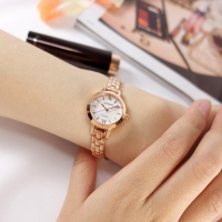 LICORNE 力抗 /優雅迷人 小錶徑 閃耀晶鑽 藍寶石水晶玻璃 不鏽鋼手錶-白x鍍玫瑰金/24mm