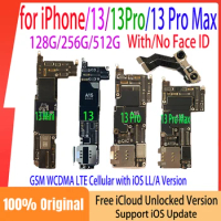 Original Motherboard For iPhone 13 Pro Max with Face ID 128gb 256gb Mainboard Unlocked Cleaned iCloud Fully Tested Logic Board