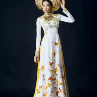 Customized aodai vietnam clothing cheongsam aodai vietnam dress vietnamese traditionally dress cheongsam modern plus size