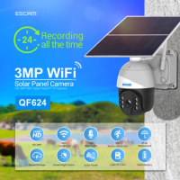 ESCAM 3MP 1296P UBOX APP Metal Solar Power IP Camera ICSEE APP Low Comsunption Full Color Home Security Intercom Baby Monitor