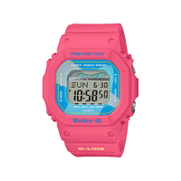 【CASIO 卡西歐】BABY-G 復古衝浪電子女錶 橡膠錶帶 桃紅 潮汐圖 防水200米(BLX-560VH-4)
