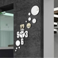 MEYA Creative Acrylic Wall Clock Mirror Sticker , Mirror Clock , DIY Wall Mirror Clock For Home Decoration