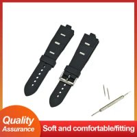 New 22mm 24mm 26mm Rubber Watch Strap Raised Black Silicone Bracelet Men Women Watch Band for Bvlgari Watches