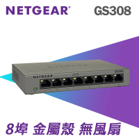 【NETGEAR】交換器+羅技滑鼠★GS308 8埠 Giga 無網管交換器+無線滑鼠