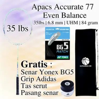 Raket Badminton APACS ACCURATE 77 White GRATIS senar, grip dan tas