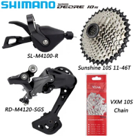 SHIMANO DEORE M4100 10 Speed Groupset M4120 Rear Derailleur Sunshine 11-46T/50T Cassette VXM Chain for MTB Bike Bicycle Parts