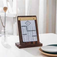 【最低價】【公司貨】簡約菜單夾板立式桌牌 實木黃銅ins風日式創意設計咖啡餐廳展示架