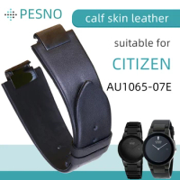 PESNO Suitable for Citizen AU1065-07E Calf Skin Leather Watch Bands Men Bulge Lug Watch Accessories Smooth Grain