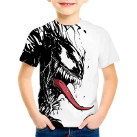 ชุดเด็กฤดูร้อน แขนสั้น พิมพ์ลาย 3 มิติ ดีไซน์ Marvel Venom เหมาะสำหรับถนนกลางแจ้ง กีฬาภายใน และโอกาส