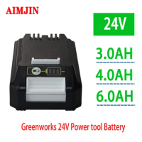 24V Li-ion Rechargeable Battery Replacement 3000/4000/6000mAh for Greenworks Power Tools compatible 20352 22232