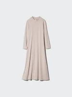 UNIQLO AIRism Cotton Flare Dress Gaun Katun wanita Lengan Panjang PINK M